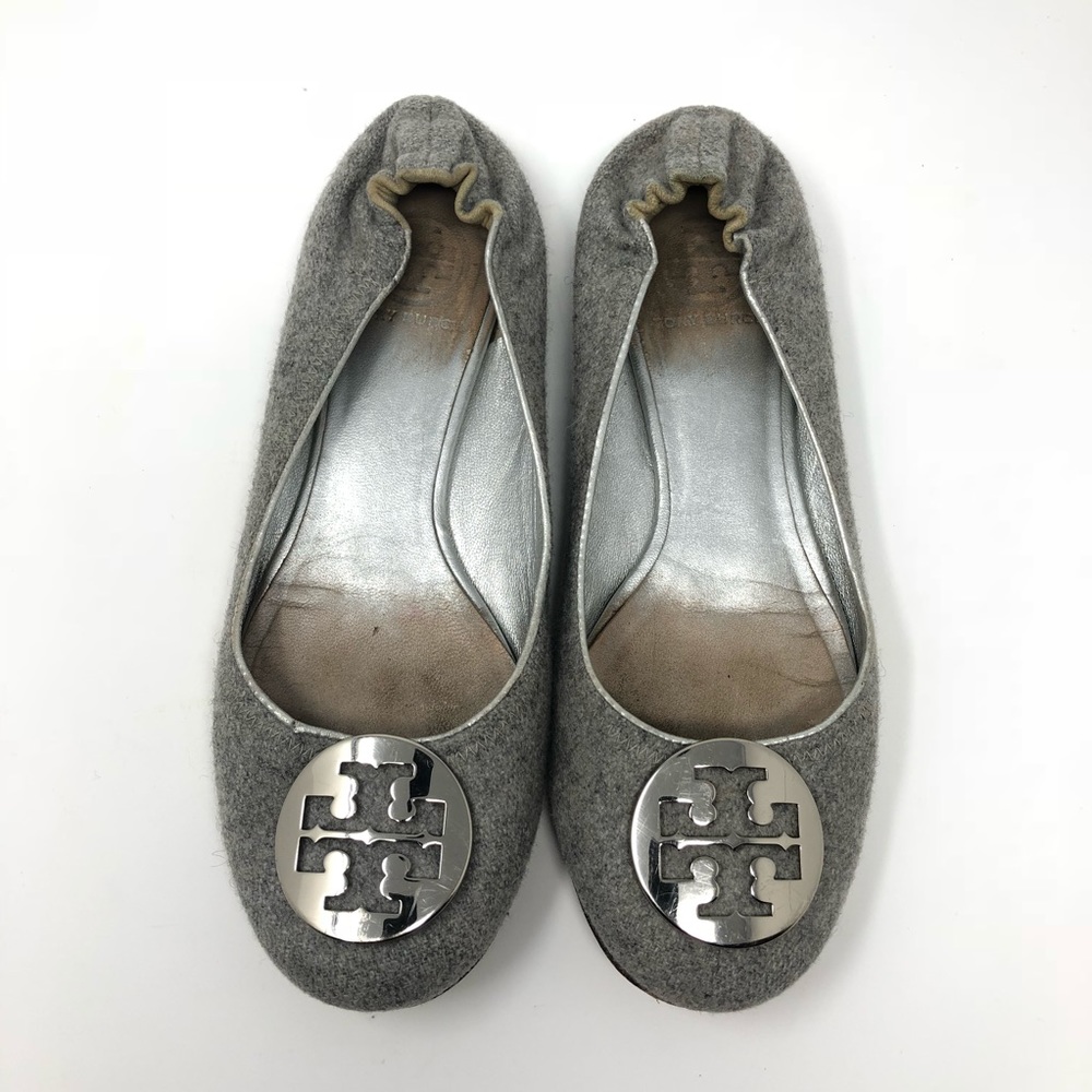 Tory Burch Gray Wool Reva Ballet Flats Size 8